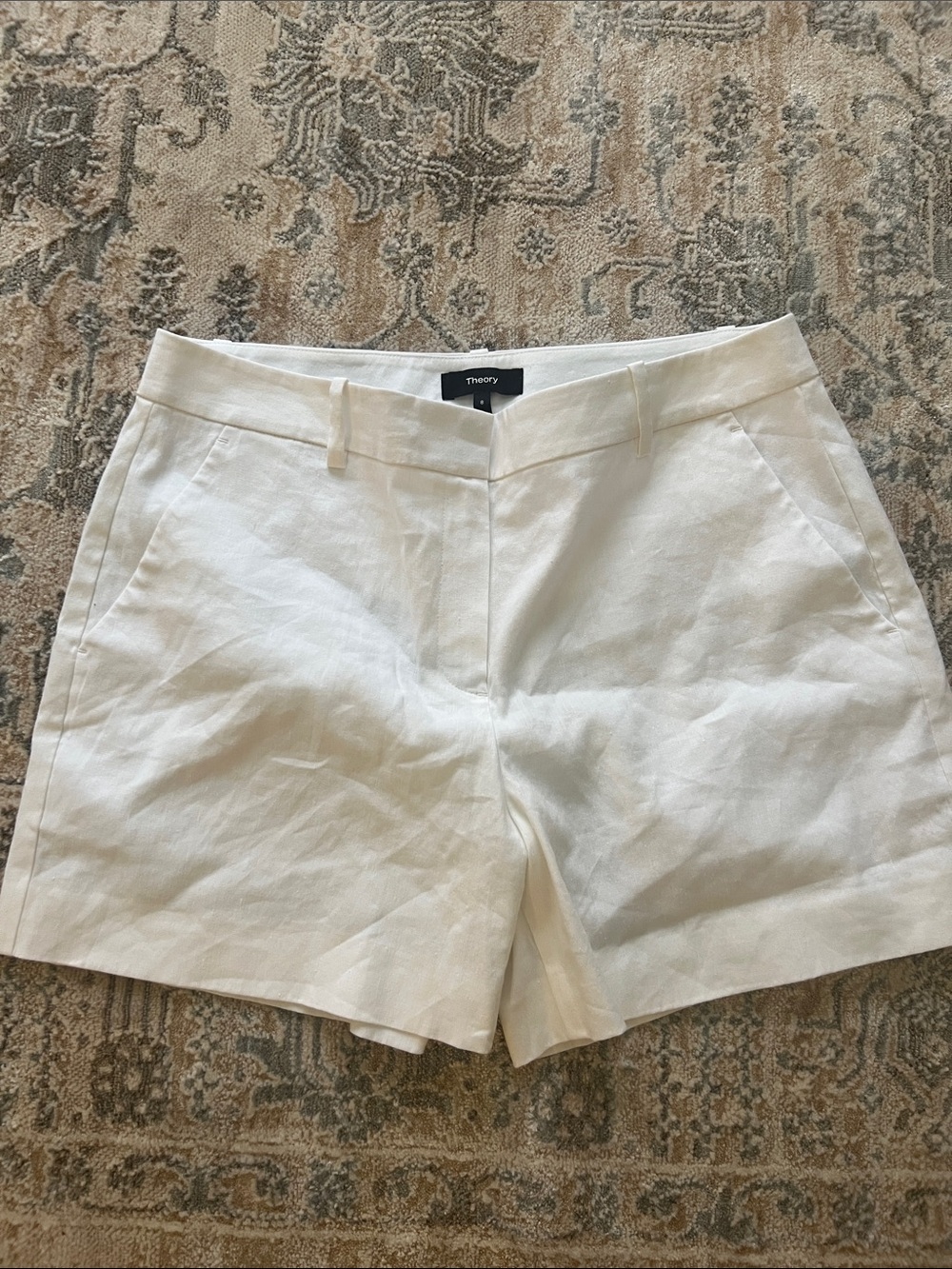 Theory White Linen Shorts